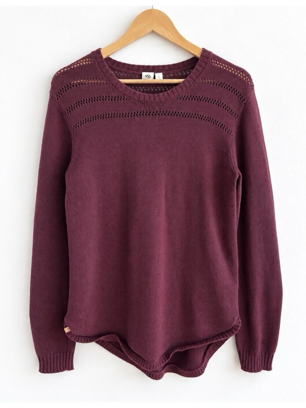 Tentree Forever After Organic Cotton Pointelle Sweater Burgundy Women’s S
